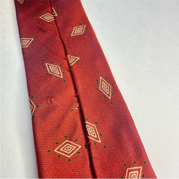 Vintage GIORGIO ARMANI CRAVATTE Geometric Pattern Classic Orange Silk Tie, 3.75” - Picture 5 of 8